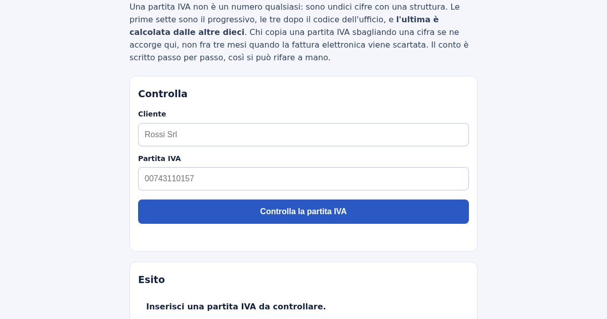 PivaCheck: la Cifra di Controllo della Partita IVA